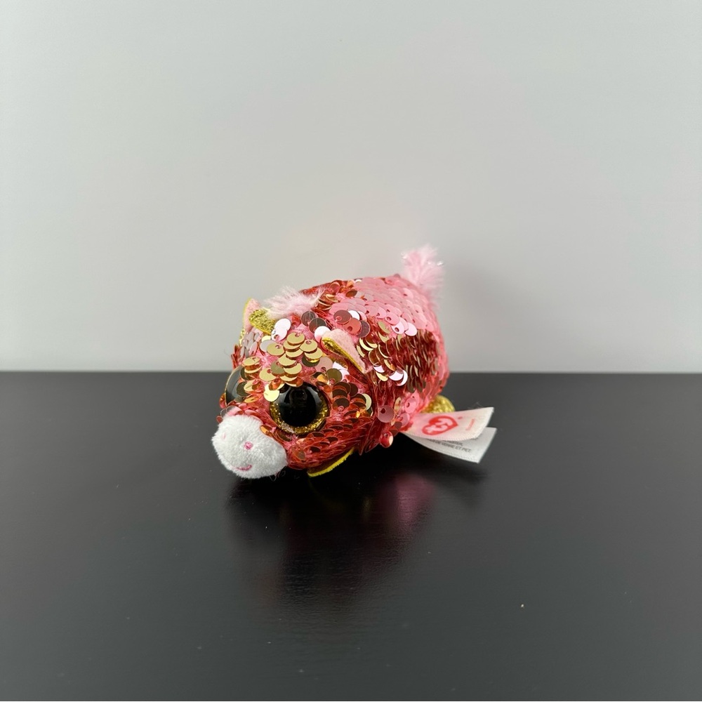 TY Teeny Tys Sunset Unicorn 4" Flippables Pink Gold Sequins Plush Stuffed Animal
